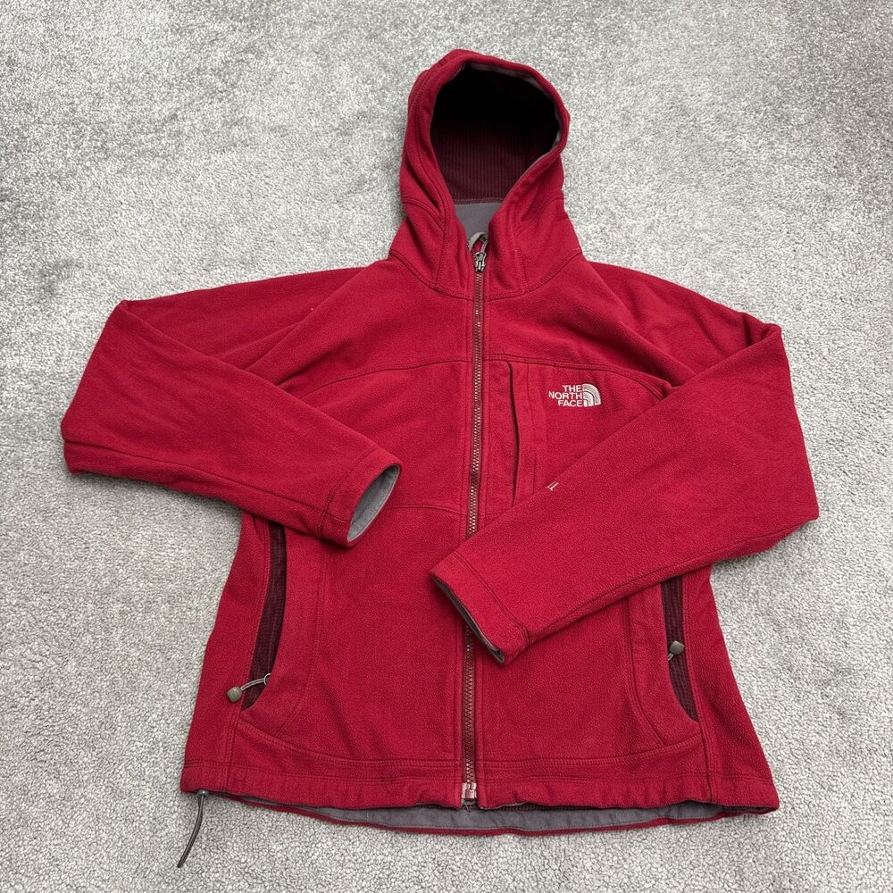 The North Face WindWall Fleece Hoodie Jacket Women Small Red Full Zip Outdoor